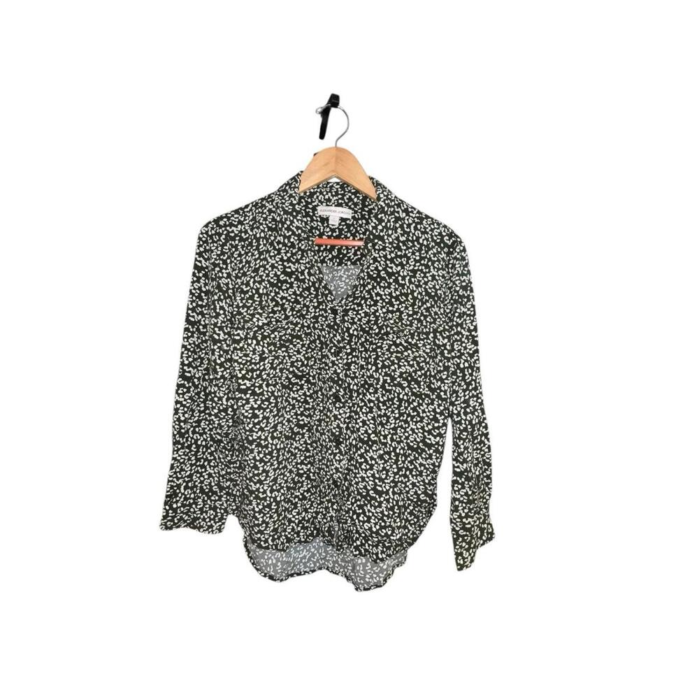 Alexander Jordan Green White Print Button Front Blouse‎ Women's L
